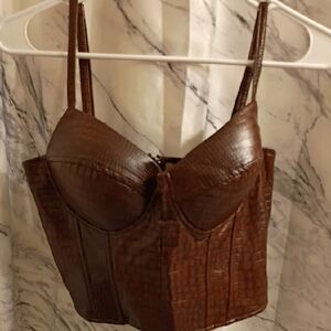 Brown Croc-Embossed Women's Top